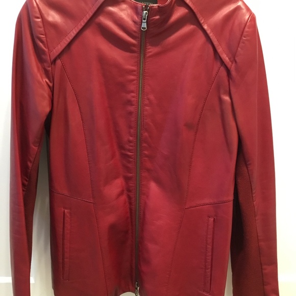 Danier Red Leather Jacket - Picture 1 of 3
